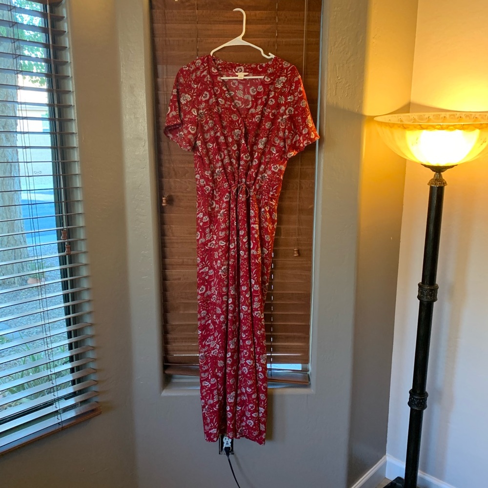 Caslon Red Floral Paisley Jumpsuit Romper Size S